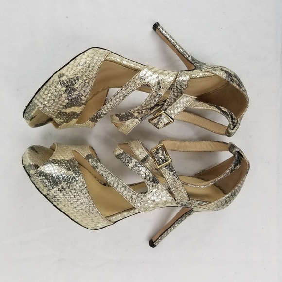 Jimmy Choo Beige Glitter Strappy Sandals size 37 - Picture 5 of 13